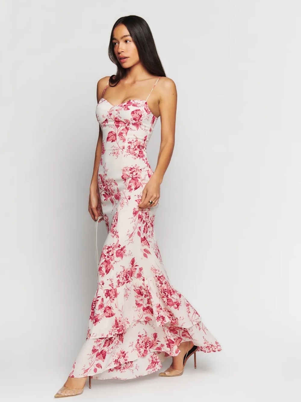Reformation Fallon Dress Paris Pink Floral Maxi Size 10